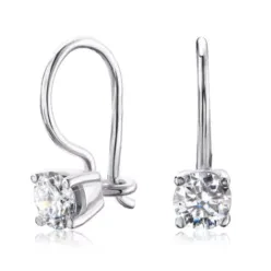 Тонкі срібні сережки з фіанітами Swarovski