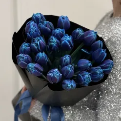25 піоноподібних синіх тюльпанів