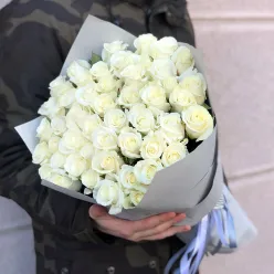 51 біла троянда 50 см