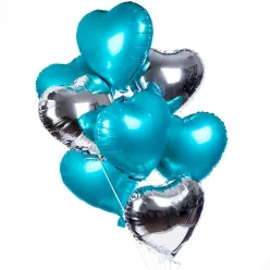 9 фольгованих гелієвих сердець мікс