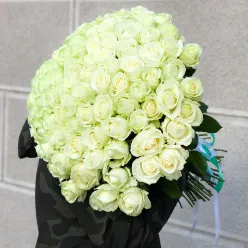 101 біла троянда 60 см
