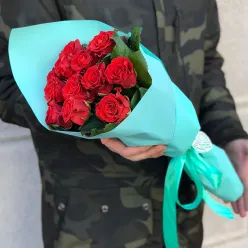 11 червоних троянд 50 см
