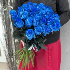 33 голландських синіх троянд 60 см