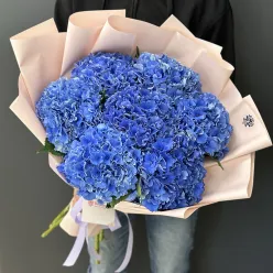 Букет із 7 синіх гортензій