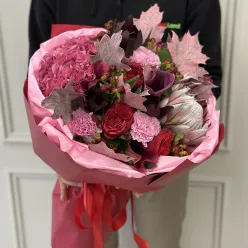 Осінній букет квітів «Pink Glow»