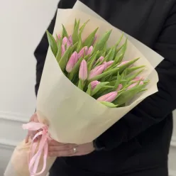 25 рожевих тюльпанів