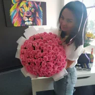 101 рожева троянда Aqua \ Candy 60 см