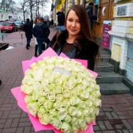 101 біла троянда 60 см