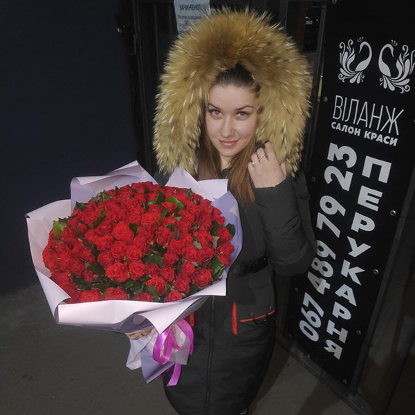 101 червона троянда 50 см