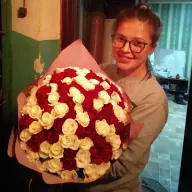 101 троянда мікс червоно-біла 50 см