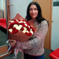 51 троянда мікс червоно-біла 50 см