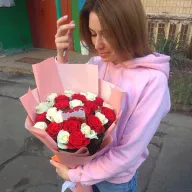 25 троянд мікс червоно-білі 50 см